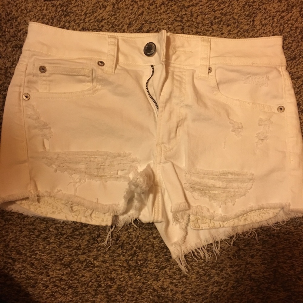 AE white jean shorts